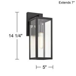 John Timberland Modern Outdoor Wall Light Fixture Mystic Black 14 1/4" Clear Glass Panel For Exterior Barn Deck House Porch Yard Patio Outside Garage -John Timberland GUEST 45b67492 c57e 428e 85b4 2a9a0f3750f8