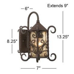 John Timberland Casa Seville Vintage Rustic Outdoor Wall Light Fixture Dark Walnut Scroll 13 1/4" Champagne Hammered Glass For Post Exterior Barn Deck -John Timberland GUEST 46417896 f968 448b b75e a2b3e3cfe582