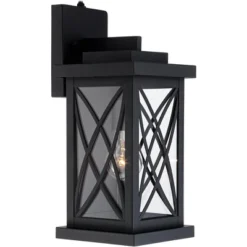 John Timberland Woodland Park Outdoor Wall Light Fixture Black Dusk To Dawn 15" Clear Glass For Post Exterior Barn Deck House Porch Yard Patio Home -John Timberland GUEST 47a24b21 100a 4f8a b29a e29d6312ff54