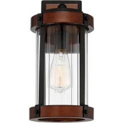 John Timberland Stan Industrial Outdoor Wall Light Fixture Dark Faux Wood Black 13 1/2" Clear Glass For Post Exterior Barn Deck House Porch Yard Patio -John Timberland GUEST 47c974c9 dbb2 47ec 8911 bafc24e8a029