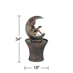 John Timberland Crescent Moon Modern Bubbler Outdoor Floor Water Fountain With LED Light 34" For Yard Garden Patio Home Deck Porch Exterior Balcony -John Timberland GUEST 4b8522cb 160b 43f9 b1e3 28d4bb7f64ef
