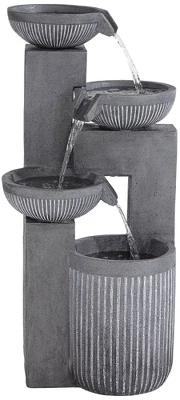 John Timberland Casava Modern 4-Bowl Cascading Outdoor Floor Water Fountain With LED Light 33" For Yard Garden Patio Home Deck Lawn Porch 7 John Timberland Casava Modern 4-Bowl Cascading Outdoor Floor Water Fountain With LED Light 33" For Yard Garden Patio Home Deck Lawn Porch - Image 7