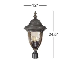 John Timberland Bellagio Rustic Farmhouse Outdoor Post Light Fixture Veranda Bronze 24 1/2" Champagne Hammered Glass For Exterior Barn Deck House Home -John Timberland GUEST 504eb73b 5870 47b9 a560 2b8a0b04ccdf