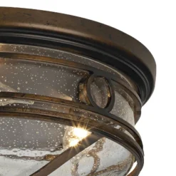 John Timberland Beverly Drive Rustic Flush Mount Outdoor Ceiling Light Bronze 7" Clear Seedy Glass For Post Exterior Barn Deck House Porch Yard Patio -John Timberland GUEST 51112cbe 5a5c 41c8 ac18 c6bf691fa5b2
