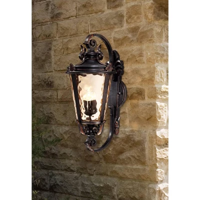 John Timberland Casa Marseille Rustic Outdoor Wall Light Fixture Veranda Bronze Ornate Scroll 36" Champagne Hammered Glass For Post Exterior Barn Deck 7 John Timberland Casa Marseille Rustic Outdoor Wall Light Fixture Veranda Bronze Ornate Scroll 36" Champagne Hammered Glass For Post Exterior Barn Deck - Image 7