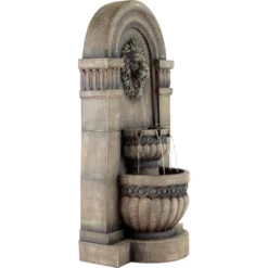 John Timberland Roman Outdoor Floor Water Fountain With Light LED 50" High 2-Tier Lion Face For Yard Garden Patio Deck Home -John Timberland GUEST 52a0bfc5 2de5 478b b8ec d1e2abab083f