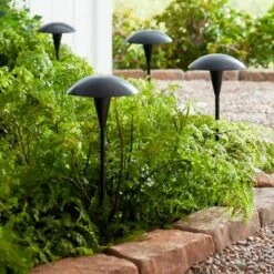 John Timberland Grant 18" High Black LED Mushroom Path Lights Set Of 2 -John Timberland GUEST 52f1ac22 1546 496e a478 83c650835c16