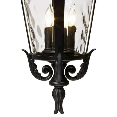 John Timberland Casa Marseille Rustic Outdoor Hanging Light Textured Black 23 3/4" Clear Hammered Glass For Post Exterior Barn Deck House Porch Yard 2 John Timberland Casa Marseille Rustic Outdoor Hanging Light Textured Black 23 3/4" Clear Hammered Glass For Post Exterior Barn Deck House Porch Yard - Image 2