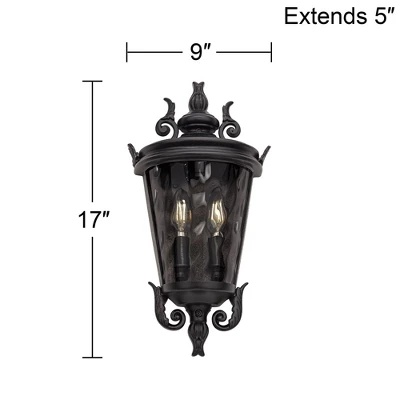 John Timberland Casa Marseille Vintage Rustic Outdoor Wall Light Fixture Textured Black Scroll 17" Clear Hammered Glass For Post Exterior Barn Deck 7 John Timberland Casa Marseille Vintage Rustic Outdoor Wall Light Fixture Textured Black Scroll 17" Clear Hammered Glass For Post Exterior Barn Deck - Image 7
