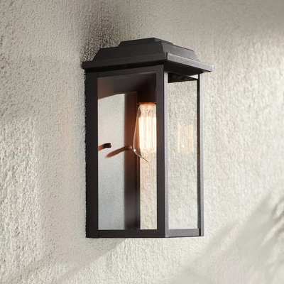 John Timberland Eastcrest Modern Outdoor Wall Light Fixture Textured Black 14" Clear Glass Panels For Post Exterior Barn Deck House Porch Yard Patio 6 John Timberland Eastcrest Modern Outdoor Wall Light Fixture Textured Black 14" Clear Glass Panels For Post Exterior Barn Deck House Porch Yard Patio - Image 6