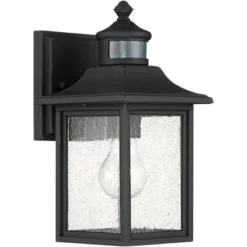 John Timberland Moray Bay Mission Outdoor Wall Light Fixture Black Motion Sensor Dusk To Dawn 11 1/2" Seedy Glass For Post Exterior Barn Deck House -John Timberland GUEST 58c7e017 f6b6 4f93 9f78 39d4fc8ba886