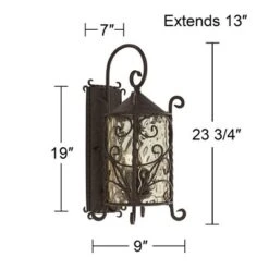 John Timberland Casa Seville Vintage Rustic Outdoor Wall Light Fixture Dark Walnut Scroll 23 3/4" Champagne Hammered Glass For Post Exterior Barn Deck -John Timberland GUEST 5c36ce8e 65ff 47d9 8760 e5a5f2e077d5