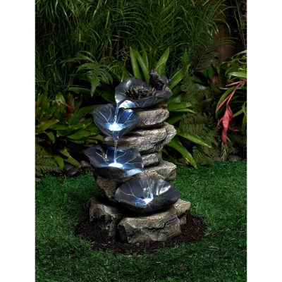 John Timberland Frog And Four Lily Pad Rustic Cascading Outdoor Floor Water Fountain With LED Light 21" For Yard Garden Patio Home Deck Porch Exterior 5 John Timberland Frog And Four Lily Pad Rustic Cascading Outdoor Floor Water Fountain With LED Light 21" For Yard Garden Patio Home Deck Porch Exterior - Image 5