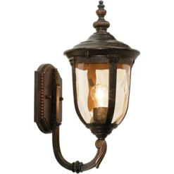 John Timberland Bellagio Vintage Rustic Outdoor Wall Light Fixture Veranda Bronze Upbridge 16 1/2" Champagne Glass For Post Exterior Barn Deck House -John Timberland GUEST 6076368e 5217 4a48 acca b8bf695be135