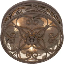 John Timberland Casa Seville Rustic Farmhouse Flush Mount Outdoor Ceiling Light Fixture Dark Walnut 5" Champagne Water Glass For Post Exterior Barn -John Timberland GUEST 613a49f5 b257 4d74 af8e f819648e9ea3