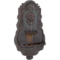 John Timberland Lion Head Rustic 2 Tier Outdoor Wall Water Fountain With LED Light 31 1/2" For Yard Garden Patio Home Deck Porch Exterior Balcony -John Timberland GUEST 6371aa95 1188 47a1 9d41 959ad2277188