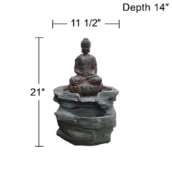 John Timberland Rustic Zen Buddha Outdoor Floor Water Fountain With Light LED 21" High Sitting For Yard Garden Patio Deck Home -John Timberland GUEST 6778ee9c cbf0 4f86 a1c8 ac1215b095d1