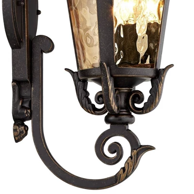 John Timberland Casa Marseille Vintage Rustic Outdoor Wall Light Fixture Bronze Scroll 21 1/2" Hammered Glass For Post Exterior Barn Deck House Porch 2 John Timberland Casa Marseille Vintage Rustic Outdoor Wall Light Fixture Bronze Scroll 21 1/2" Hammered Glass For Post Exterior Barn Deck House Porch - Image 2