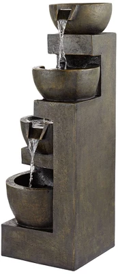 John Timberland Outdoor Floor Water Fountain With Light LED 41 1/2" High Cascading Bowls For Yard Garden Patio Deck Home 8 John Timberland Outdoor Floor Water Fountain With Light LED 41 1/2" High Cascading Bowls For Yard Garden Patio Deck Home - Image 8