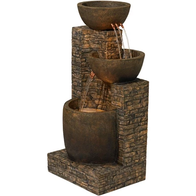 John Timberland Outdoor Floor Water Fountain Three Bowl Floor Cascade 35" For Yard Garden Lawn 6 John Timberland Outdoor Floor Water Fountain Three Bowl Floor Cascade 35" For Yard Garden Lawn - Image 6