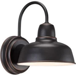 John Timberland Urban Barn Industrial Rustic Wall Light Sconces Set Of 2 Oil Rubbed Bronze Hardwire 8 1/2" Fixture Gooseneck Arm For Bedroom Bathroom -John Timberland GUEST 6bb3324d 5dfd 48af b8f4 73d168860177