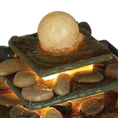 John Timberland Four Tiers Rustic 4 Tier Slate Stone Indoor Tabletop Water Fountain With LED Light 9" For Table Office Desk Home Bedroom Living Room 2 John Timberland Four Tiers Rustic 4 Tier Slate Stone Indoor Tabletop Water Fountain With LED Light 9" For Table Office Desk Home Bedroom Living Room - Image 2