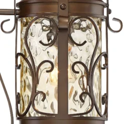 John Timberland Conway Vintage Rustic Outdoor Wall Light Fixture Oil Rubbed Bronze Scroll 17 1/2" Amber Hammered Glass For Post Exterior Barn Deck -John Timberland GUEST 7753f43c aac0 491c 9f8d 7a326f8a96cc