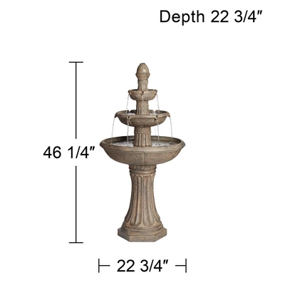 John Timberland Farron Rustic 3 Tier Basin Outdoor Floor Water Fountain With LED Light 46" For Yard Garden Patio Home Deck Porch Exterior Balcony Roof 8 John Timberland Farron Rustic 3 Tier Basin Outdoor Floor Water Fountain With LED Light 46" For Yard Garden Patio Home Deck Porch Exterior Balcony Roof - Image 8