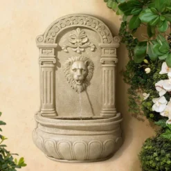 John Timberland Lion Face Rustic Outdoor Wall Water Fountain 31" Regal For Yard Garden Patio Home Deck Porch House Exterior Balcony Roof Relaxation