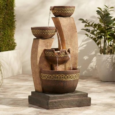 John Timberland Outdoor Floor Water Fountain Four Bowl Cascading Waterfall 41" Tall For Yard Garden Lawn 1 John Timberland Outdoor Floor Water Fountain Four Bowl Cascading Waterfall 41" Tall For Yard Garden Lawn