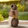 John Timberland Tipping Jugs Rustic Cascading Outdoor Floor Water Fountain With LED Light 30" For Yard Garden Patio Home Deck Porch House Roof