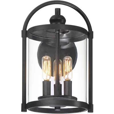 John Timberland Avani Modern Outdoor Wall Light Fixture Black Lantern 13" Clear Cylinder Glass For Post Exterior Barn Deck House Porch Yard Patio Home 2 John Timberland Avani Modern Outdoor Wall Light Fixture Black Lantern 13" Clear Cylinder Glass For Post Exterior Barn Deck House Porch Yard Patio Home - Image 2