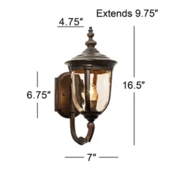 John Timberland Bellagio Vintage Rustic Outdoor Wall Light Fixture Veranda Bronze Upbridge 16 1/2" Champagne Glass For Post Exterior Barn Deck House -John Timberland GUEST 845cc38b 79c9 4ae1 86fe a53ecfc4aa85