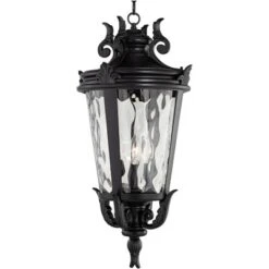 John Timberland Casa Marseille Rustic Outdoor Hanging Light Black Scroll 26 1/4" Clear Water Glass Damp Rated For Post Exterior Barn Deck House Porch -John Timberland GUEST 85156691 a172 4a3f ac09 0e9689957f62
