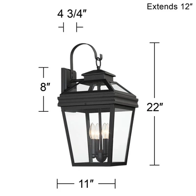 John Timberland Stratton Street Mission Outdoor Wall Light Fixture Textured Black Lantern 22" Clear Glass For Post Exterior Barn Deck House Porch Yard 7 John Timberland Stratton Street Mission Outdoor Wall Light Fixture Textured Black Lantern 22" Clear Glass For Post Exterior Barn Deck House Porch Yard - Image 7