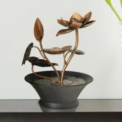 John Timberland Begonia Flowers Modern Zen Cascading Indoor Tabletop Water Fountain 10 1/4" For Table Office Desk Home Bedroom Living Room Relaxation