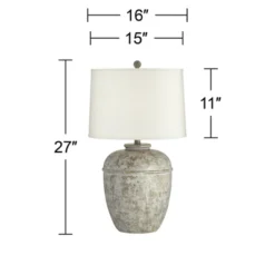 John Timberland Otero Rustic Table Lamp Southwest 27" Tall Faux Mottled Stone Cream Linen Drum Shade For Bedroom Living Room Bedside Nightstand Kids 11 John Timberland Otero Rustic Table Lamp Southwest 27" Tall Faux Mottled Stone Cream Linen Drum Shade For Bedroom Living Room Bedside Nightstand Kids -John Timberland GUEST 87d04279 62f9 4f59 844e 648b64f97736