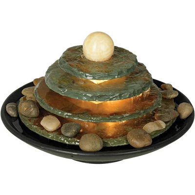John Timberland Pyramid Rustic Zen 4 Tier Pyramid Indoor Tabletop Water Fountain With Light 10" For Table Office Desk Bedroom Living Room Relaxation 4 John Timberland Pyramid Rustic Zen 4 Tier Pyramid Indoor Tabletop Water Fountain With Light 10" For Table Office Desk Bedroom Living Room Relaxation - Image 4