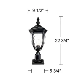 John Timberland Bellagio Rustic Post Light Textured Black With Pier Mount 22 3/4" Hammered Glass For Exterior Light Barn Deck House Porch Yard Patio -John Timberland GUEST 896799dd 1178 4090 a35e a28b354f16e4