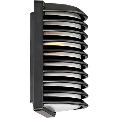 John Timberland Modern Outdoor Wall Light Fixtures Set Of 2 Black Grid 10" Frosted Glass For Post Exterior Barn Deck House Porch Yard Posts Patio Home 5 John Timberland Modern Outdoor Wall Light Fixtures Set Of 2 Black Grid 10" Frosted Glass For Post Exterior Barn Deck House Porch Yard Posts Patio Home - Image 5