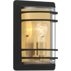 John Timberland Habitat Modern Industrial Outdoor Wall Light Fixture Black Brass 11" Clear Glass For Post Exterior Barn Deck House Porch Yard Patio -John Timberland GUEST 8bbab640 5c05 4e78 9c22 5835a2211690