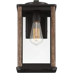 John Timberland Wordsworth Field Rustic Farmhouse Outdoor Wall Light Fixture Dark Bronze Wood Grain 14 1/4" Clear Glass Panels For Post Exterior Deck -John Timberland GUEST 8e7e68fb 154d 448b a18b 4b3f8801e95f