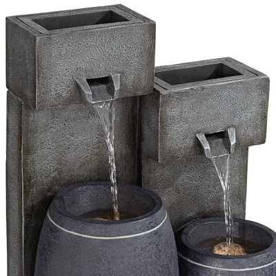 John Timberland Mendit Rustic Cascading 2-Jar Outdoor Wall Floor Water Fountain With LED Light 29" For Yard Garden Patio Home Deck Lawn 2 John Timberland Mendit Rustic Cascading 2-Jar Outdoor Wall Floor Water Fountain With LED Light 29" For Yard Garden Patio Home Deck Lawn - Image 2