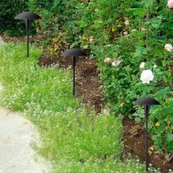 John Timberland Grant 18" High Black LED Mushroom Path Lights Set Of 2 -John Timberland GUEST 90e9812a 7963 48d1 958f 29be1ed9ed8c