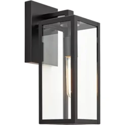 John Timberland Modern Outdoor Wall Light Fixture Mystic Black 14 1/4" Clear Glass Panel For Exterior Barn Deck House Porch Yard Patio Outside Garage -John Timberland GUEST 91a90162 4eec 4ab1 86b7 ec648e787705