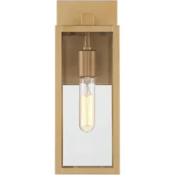 John Timberland Modern Outdoor Wall Light Fixture Soft Gold 14 1/4" Clear Glass For Exterior Barn Deck House Home Porch Yard Patio -John Timberland GUEST 924a3dec db73 4a0f aa13 e960fab45ab2