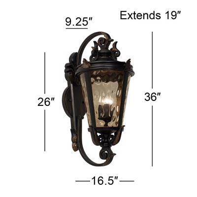 John Timberland Casa Marseille Rustic Outdoor Wall Light Fixture Veranda Bronze Ornate Scroll 36" Champagne Hammered Glass For Post Exterior Barn Deck 5 John Timberland Casa Marseille Rustic Outdoor Wall Light Fixture Veranda Bronze Ornate Scroll 36" Champagne Hammered Glass For Post Exterior Barn Deck - Image 5