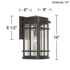 John Timberland Neri Mission Outdoor Wall Light Fixture Oil Rubbed Bronze 16" Clear Seedy Glass For Post Exterior Barn Deck House Porch Yard Patio -John Timberland GUEST 935962df 9157 4dcd 9a36 88a918f460bb