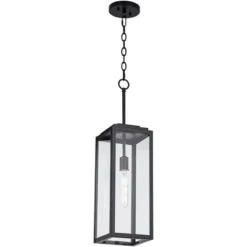 John Timberland Modern Outdoor Hanging Light Fixture Mystic Black 27 1/4" Clear Glass Panel For Exterior Barn Deck House Porch Patio Outside Garage -John Timberland GUEST 93709046 261a 49bc b833 f69d58f80ffb