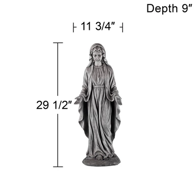 John Timberland Virgin Mary Statue Sculpture Decor Outdoor Garden Front Porch Patio Yard Outside Home Balcony Gray Stone Finish Ceramic 29" Tall 7 John Timberland Virgin Mary Statue Sculpture Decor Outdoor Garden Front Porch Patio Yard Outside Home Balcony Gray Stone Finish Ceramic 29" Tall - Image 7